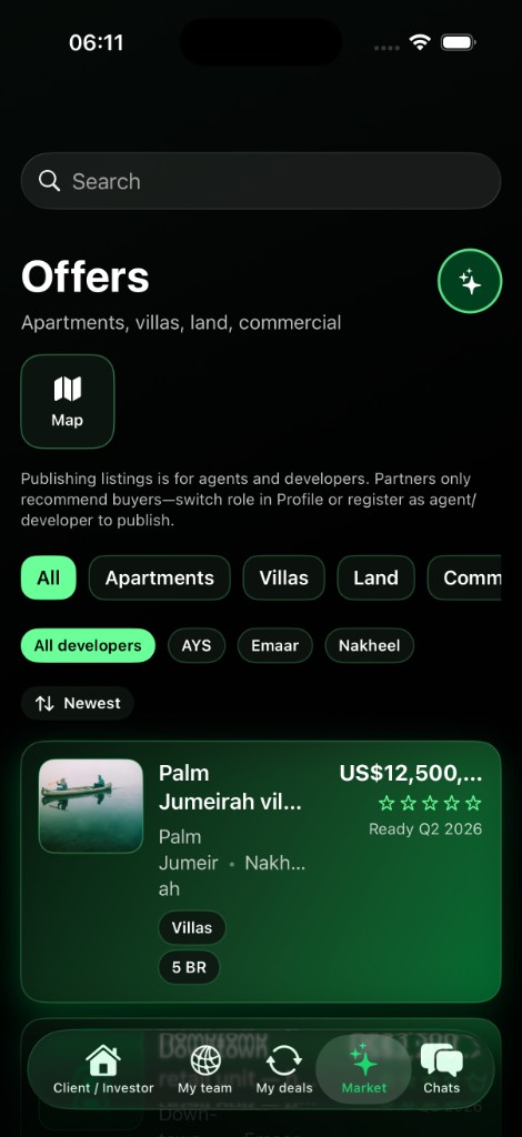 Offers listing screen