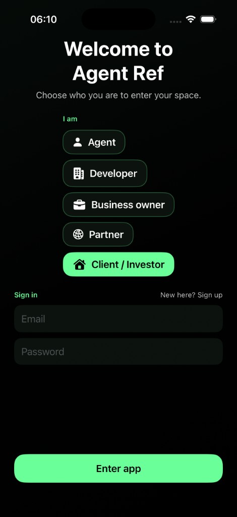 Role onboarding screen